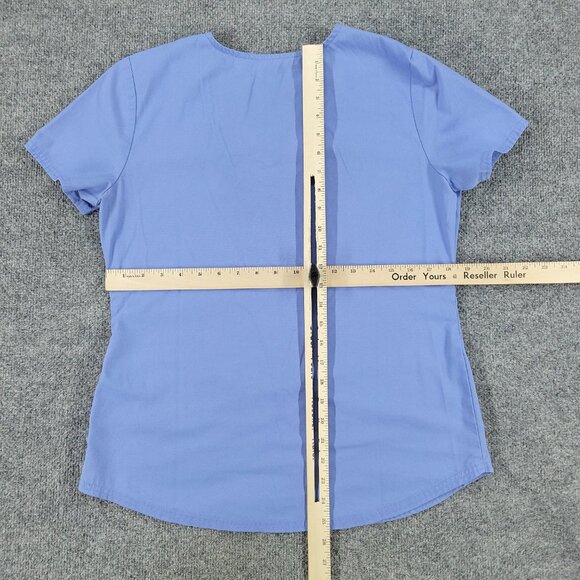 Scrubstar Scrub Top Shirt Women's Small Blue V-Neck Short Sleeve Pocket Uniform - Picture 9 of 13